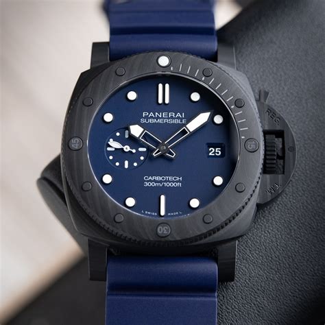 panerai submersible carbotech blue|Panerai submersible 42mm rose gold.